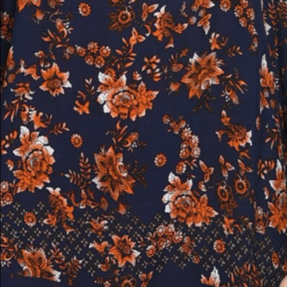 Brand New Navy Floral Boho Cold Shoulder Dress - Picture 6 of 7